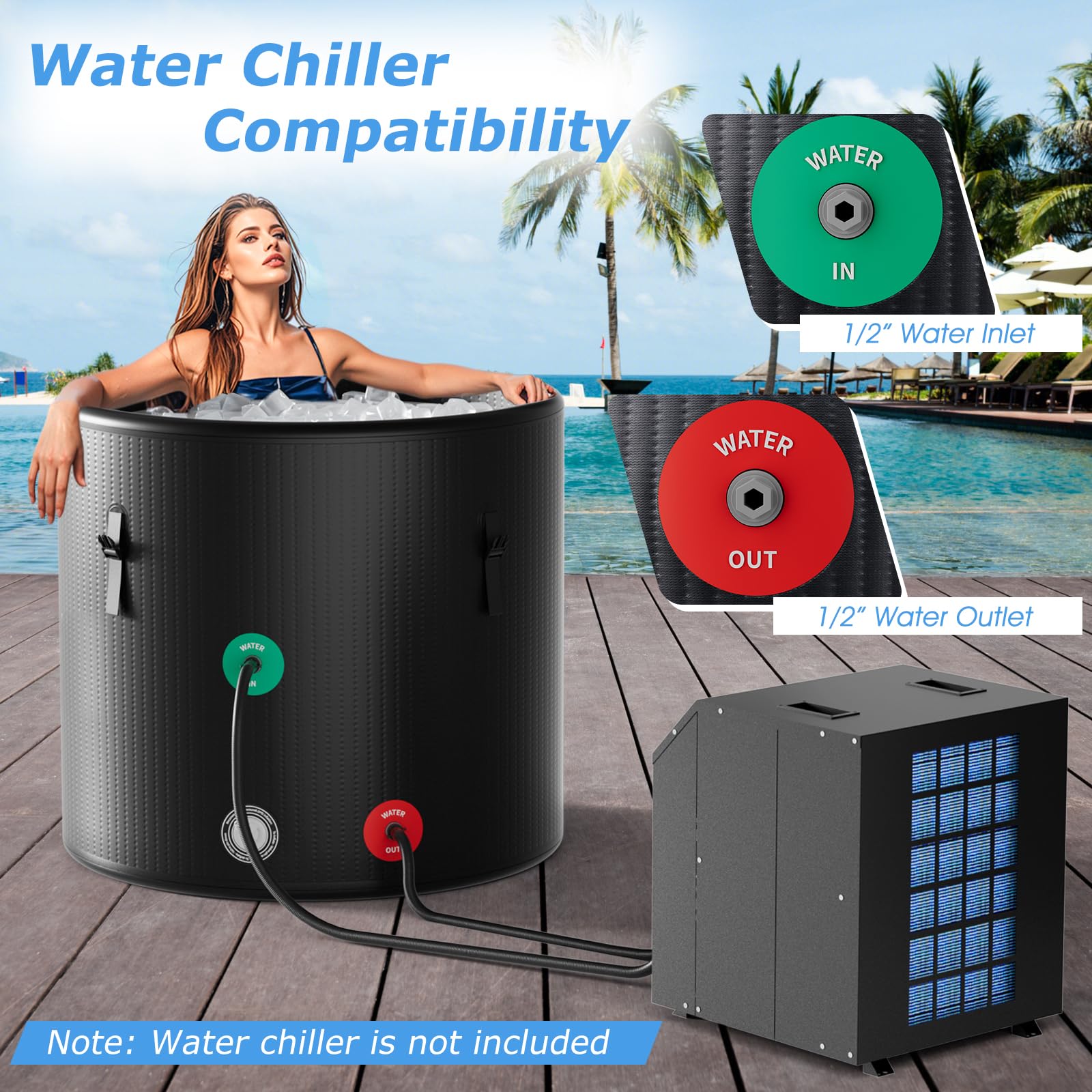 79 Gal Ice Bath Tub for Athletes, Inflatable Cold Plunge Tub w/Multiple Layered, Lid, Pump