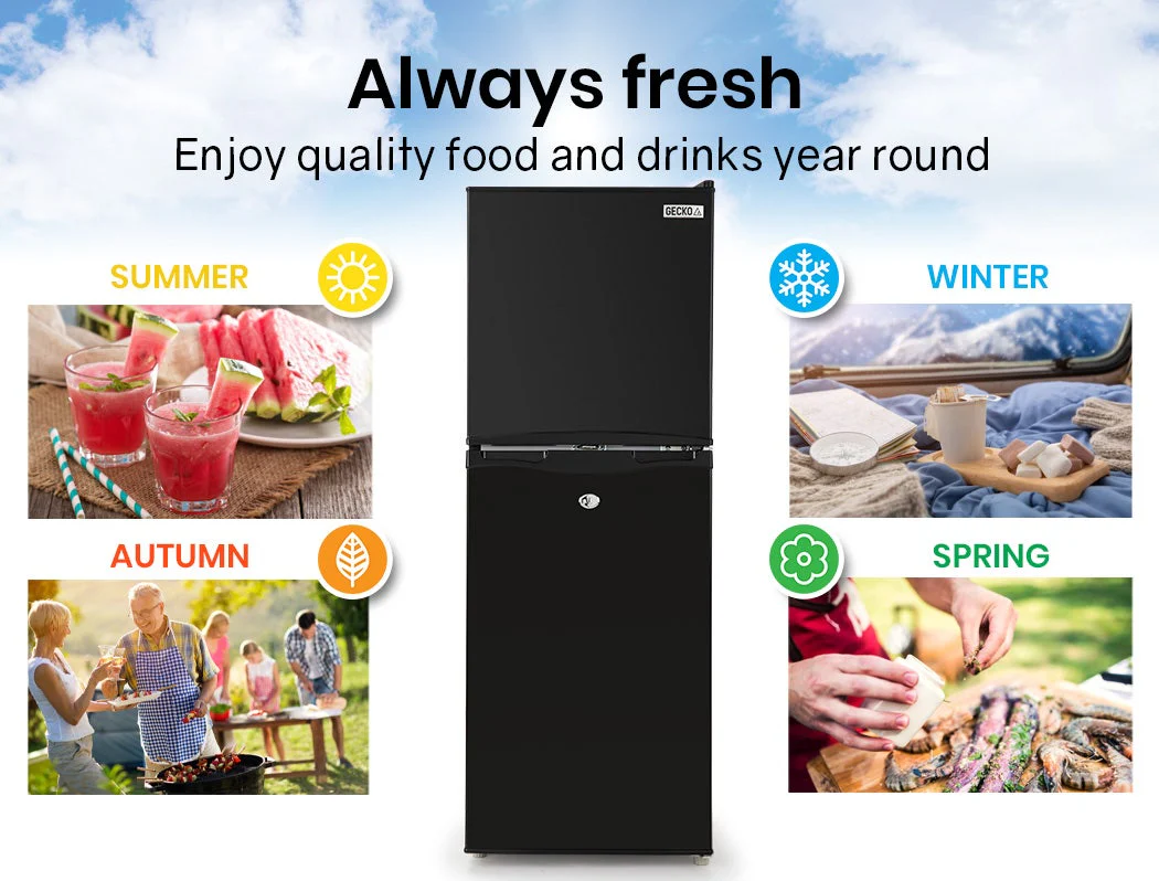 GECKO 125L Portable Upright Fridge, 12V/24V for Motorhome, Caravan, Black