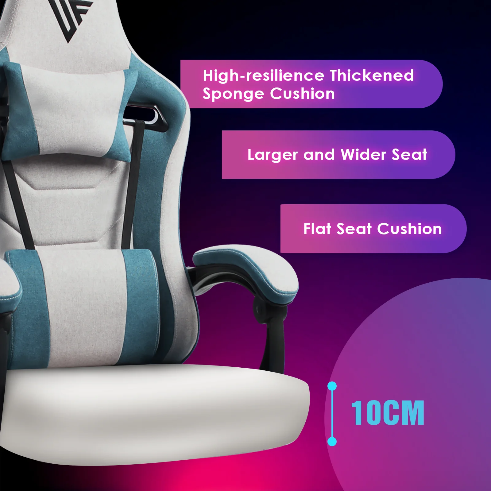 Gaming Chair with Footrest Linen Fabric
