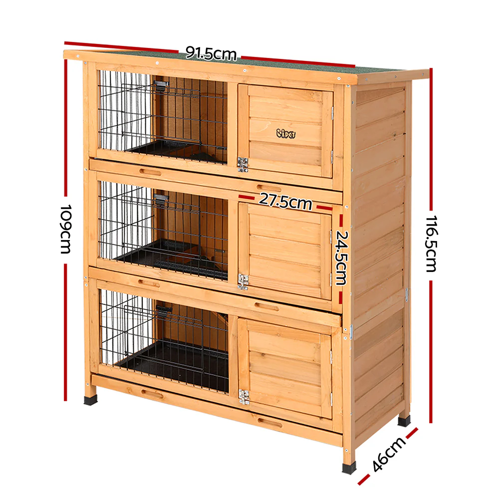 i.Pet Rabbit Hutch Chicken Coop 91.5cm x 46cm x 116.5cm Chicken Coop Large House Cage Run Wooden Outdoor