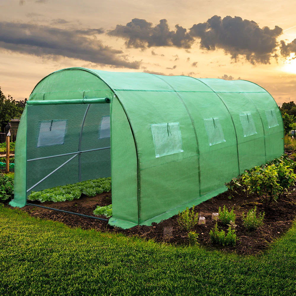 All-Weather Tunnel Greenhouse with PE Cover & Steel Frame - Greenfingers