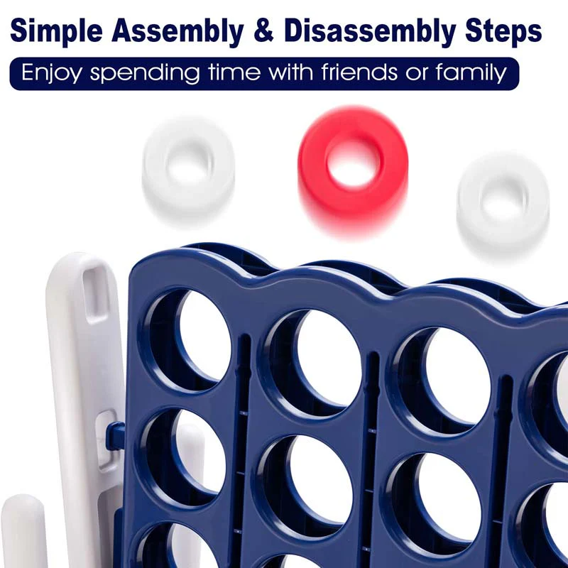 Giant 4-In-A-Row, Jumbo 4-to-Score Giant Game Set with 42 Jumbo Rings & Quick-Release Slider