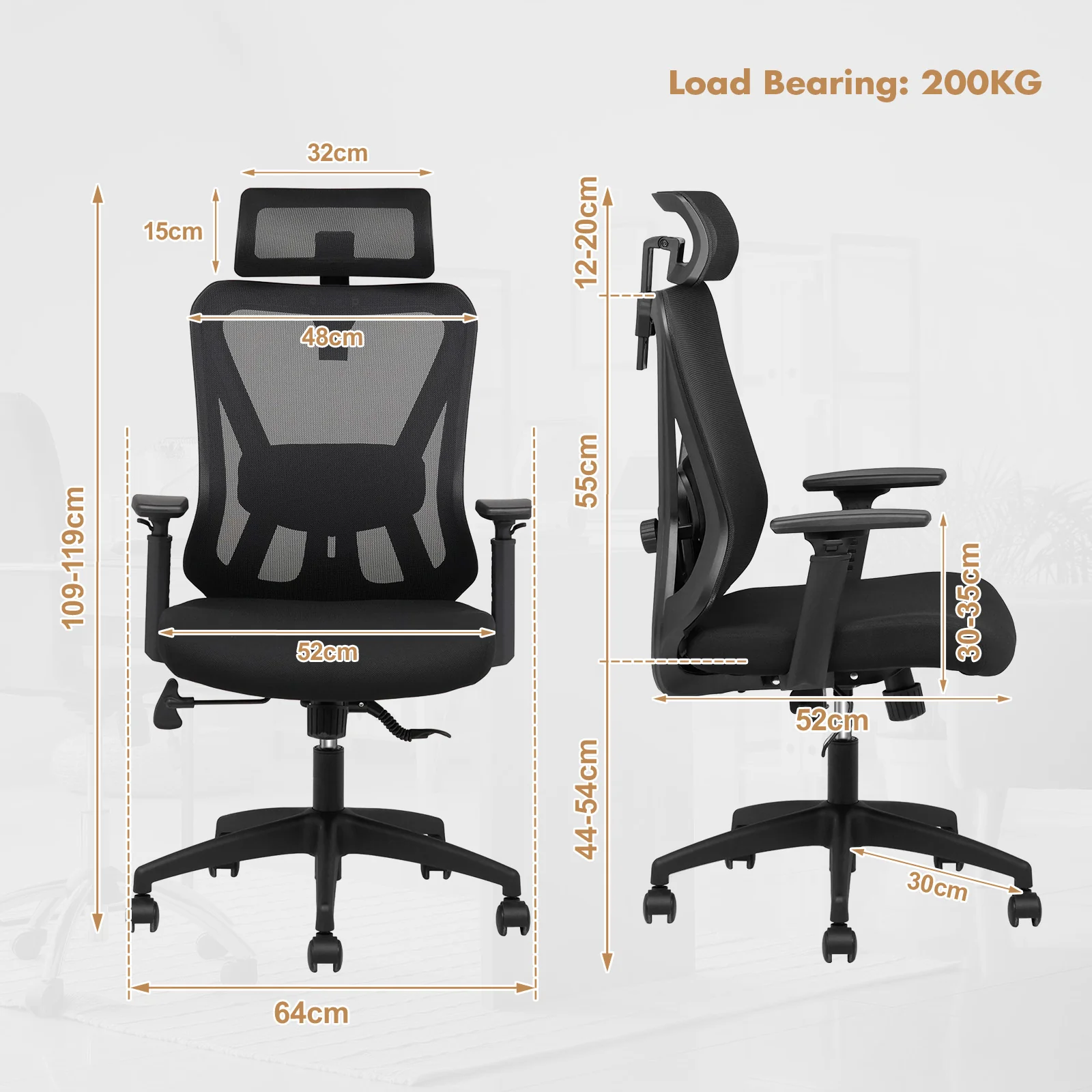 Ergonomic Office Chair Mesh High Back Desk Chair