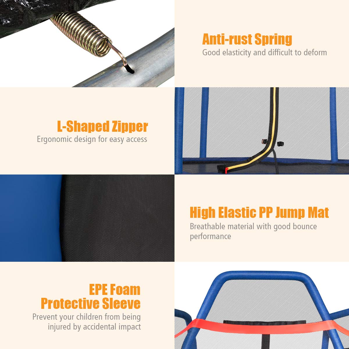 7FT Kids Trampoline with Safety Enclosure Net