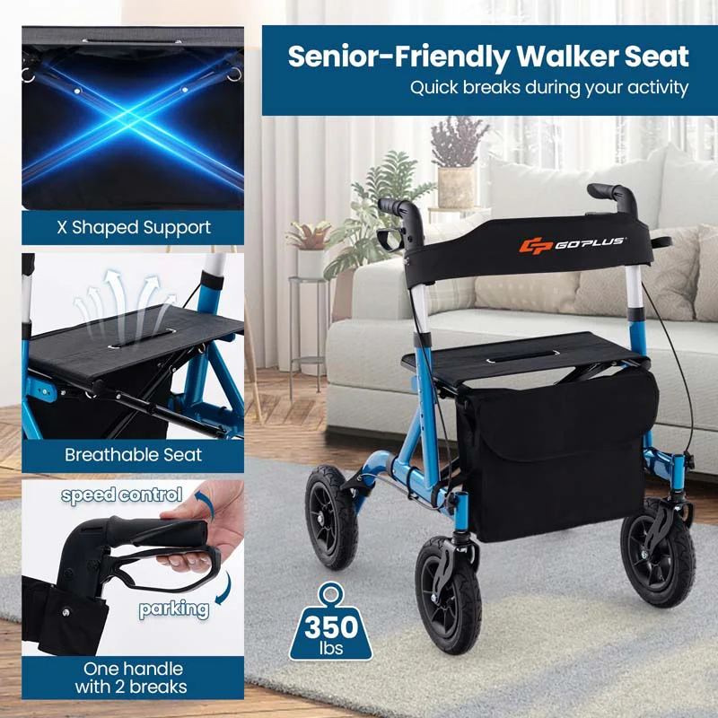 Foldable Rolling Walker with 9.5