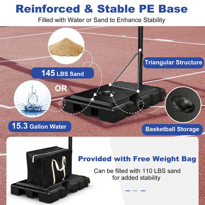8-10FT 5-Level Height Adjustable Basketball Goal Stand with 44