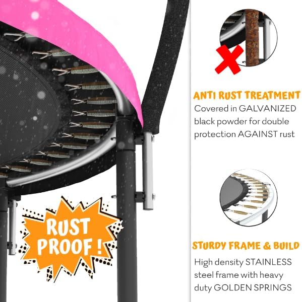 JUMPZYLLA Trampoline 8FT 10FT 12FT 14FT 15FT 16FT Trampoline with Enclosure - Recreational Trampolines with Ladder and AntiRust Coating, ASTM Approval Outdoor Trampoline for Kids