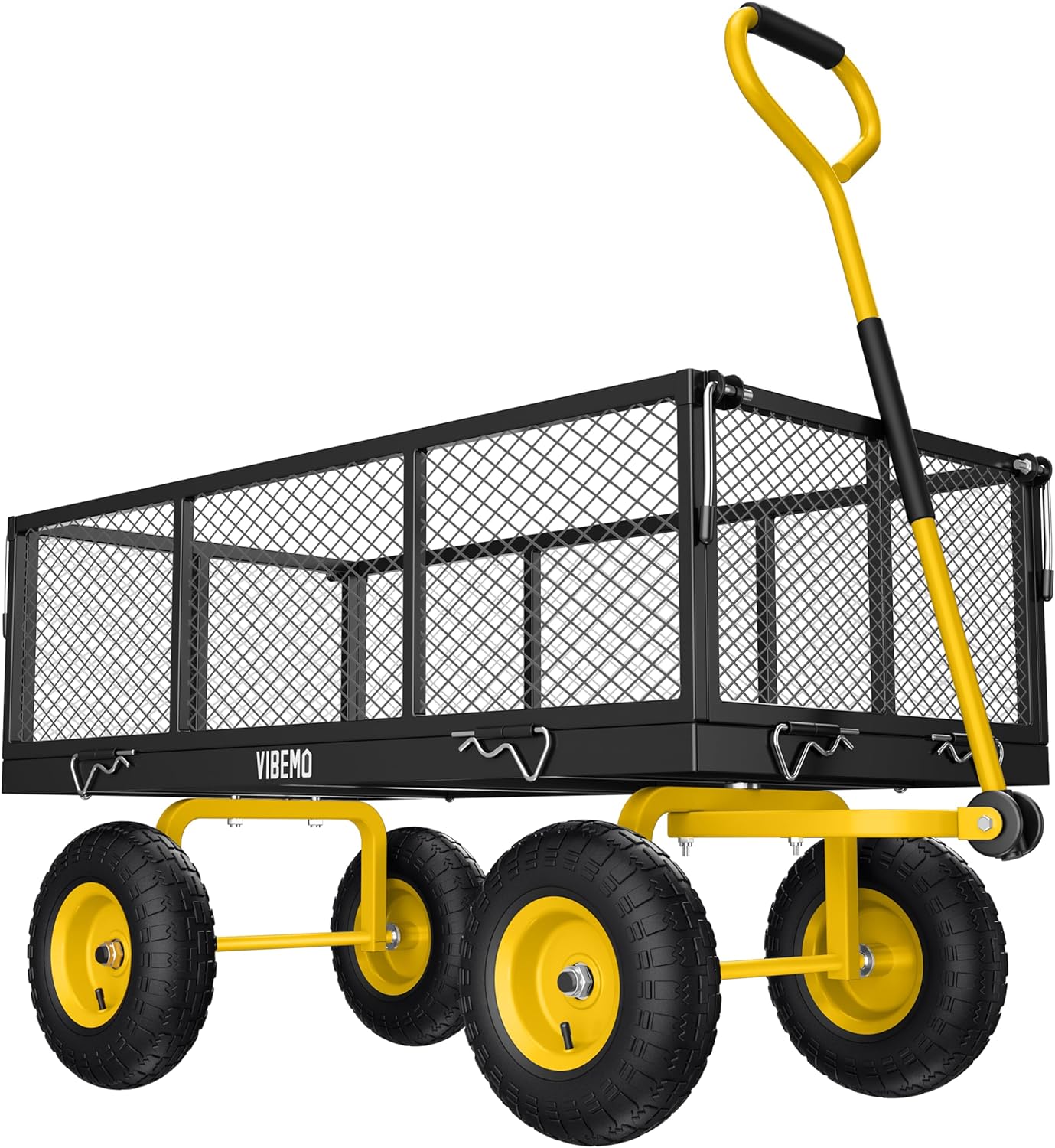 Steel Garden Cart, 2-in-1 1400 lbs Heavy Duty Utility Wagon, with Removable Mesh Sides to Convert into Flatbed, 240?? U-Turn 13