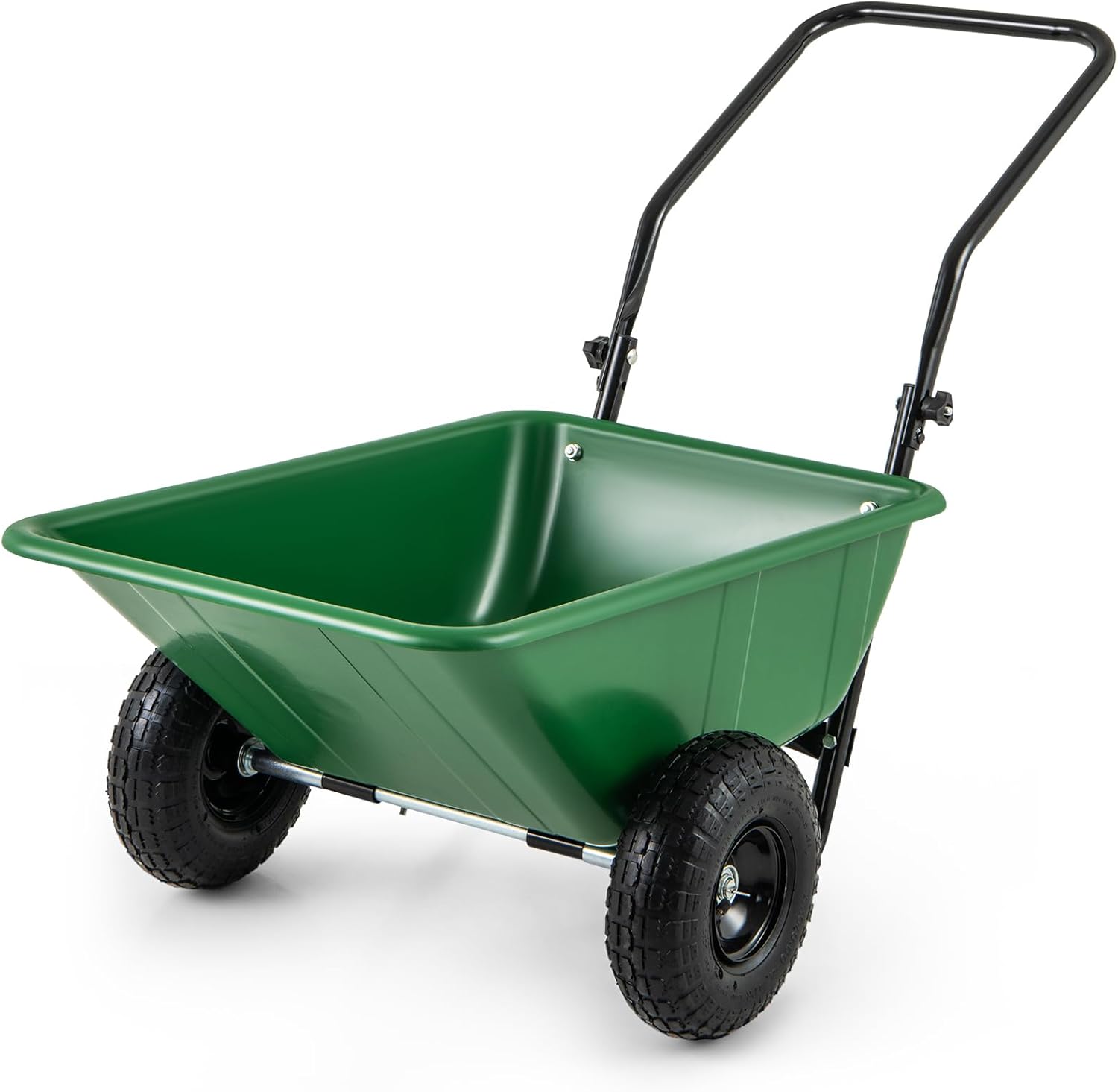 Dual-Wheel Wheelbarrow, Heavy-Duty Garden Utility Cart w/Pneumatic Tires, 330LBS Capacity