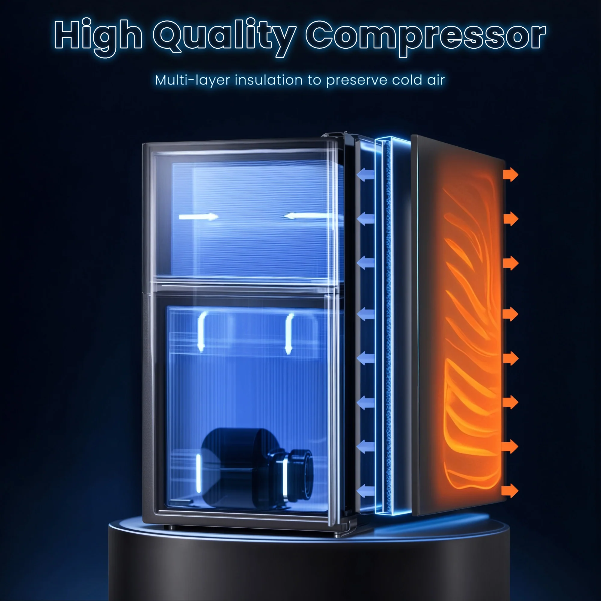 80L 2-Door Mini Fridge with Freezer