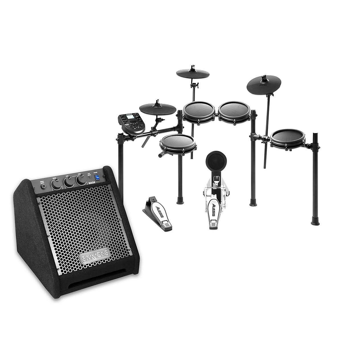 Alesis Nitro Mesh Electronic Drum Kit with DA25 Amp, Dual-Zone Snare, 8��� Mesh Toms, 10��� Cymbals, 25W Amp