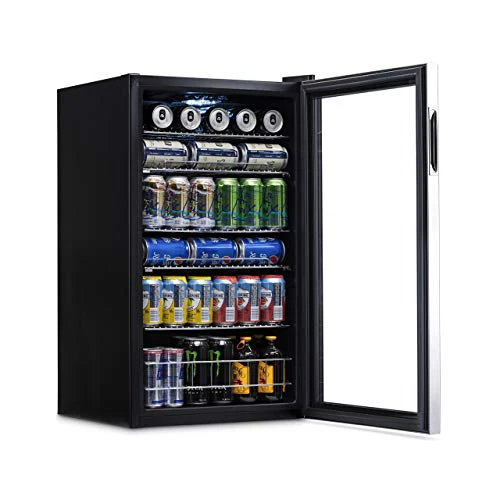 NewAir Beverage Refrigerator Cooler | 126 Cans Free Standing with Right Hinge Glass Door