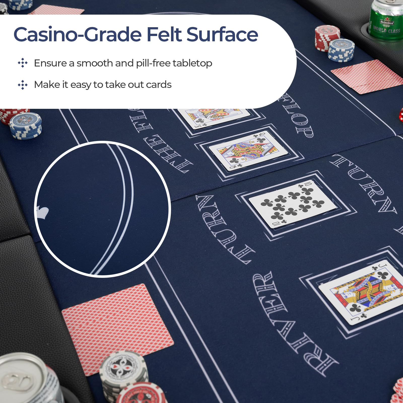 72�� Poker Table Foldable, 8 Players Card Board Game Table w/Deep Metal Cup Holders