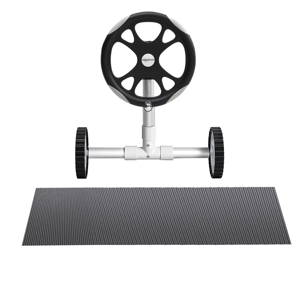 Aqua Buddy Pool Cover 600 Micron 11x4.8m w/ Roller 5.55m Swimming Pools Black Solar Blanket