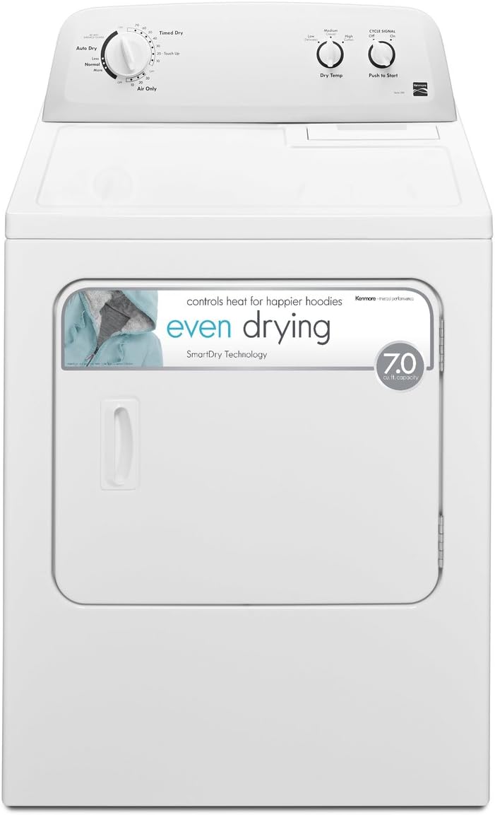 29��� Front Load Electric Dryer with Wrinkle Guard and 7.0 Cubic Ft. Total Capacity, White