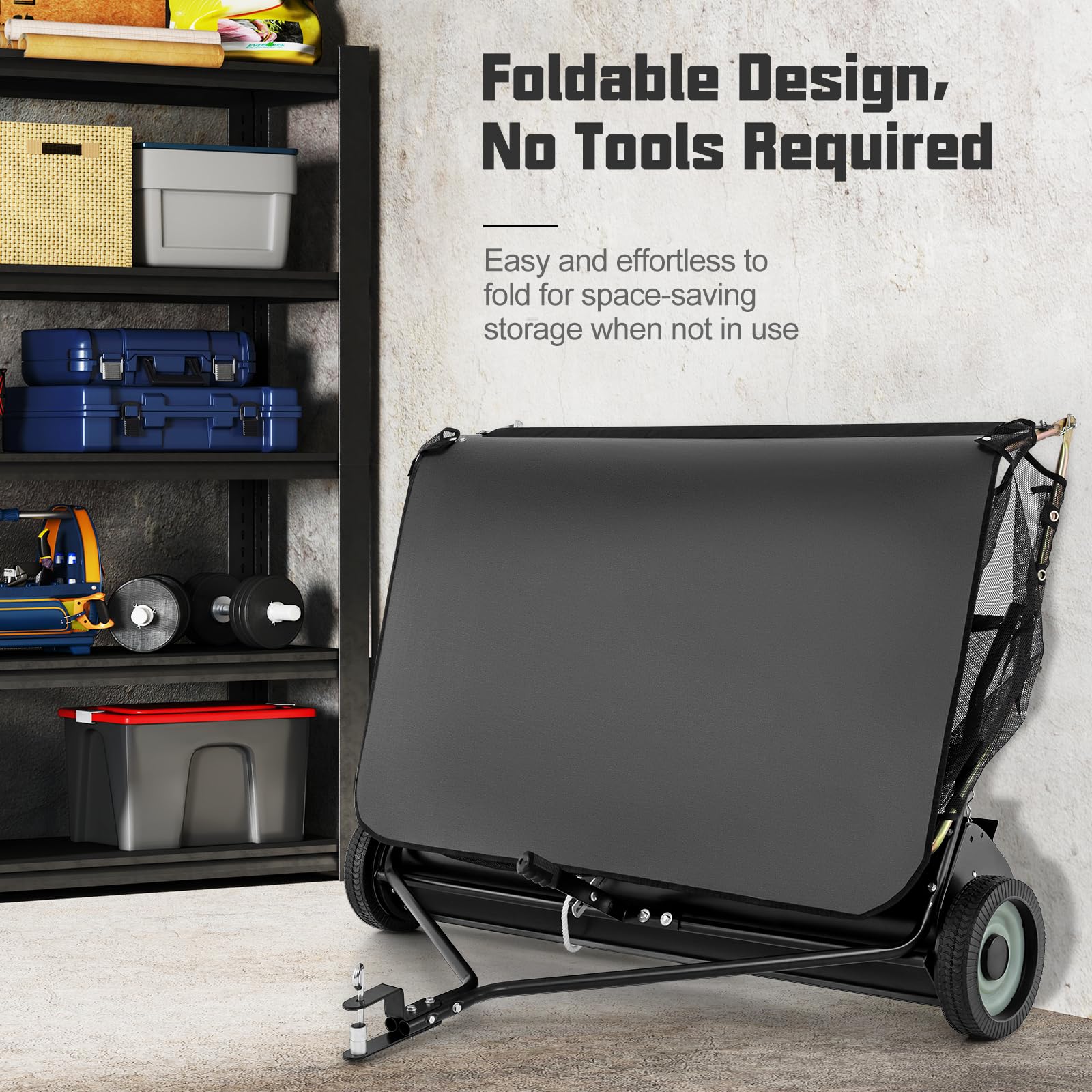 Lawn Sweeper Tow Behind with Large-Capacity Hopper Bag