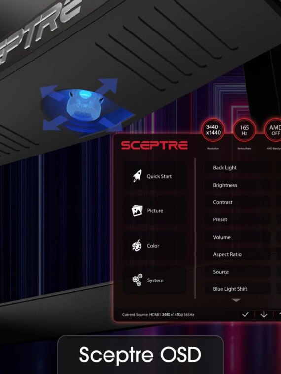 Sceptre 34 Inch 165Hz Curved Ultrawide WQHD Monitor