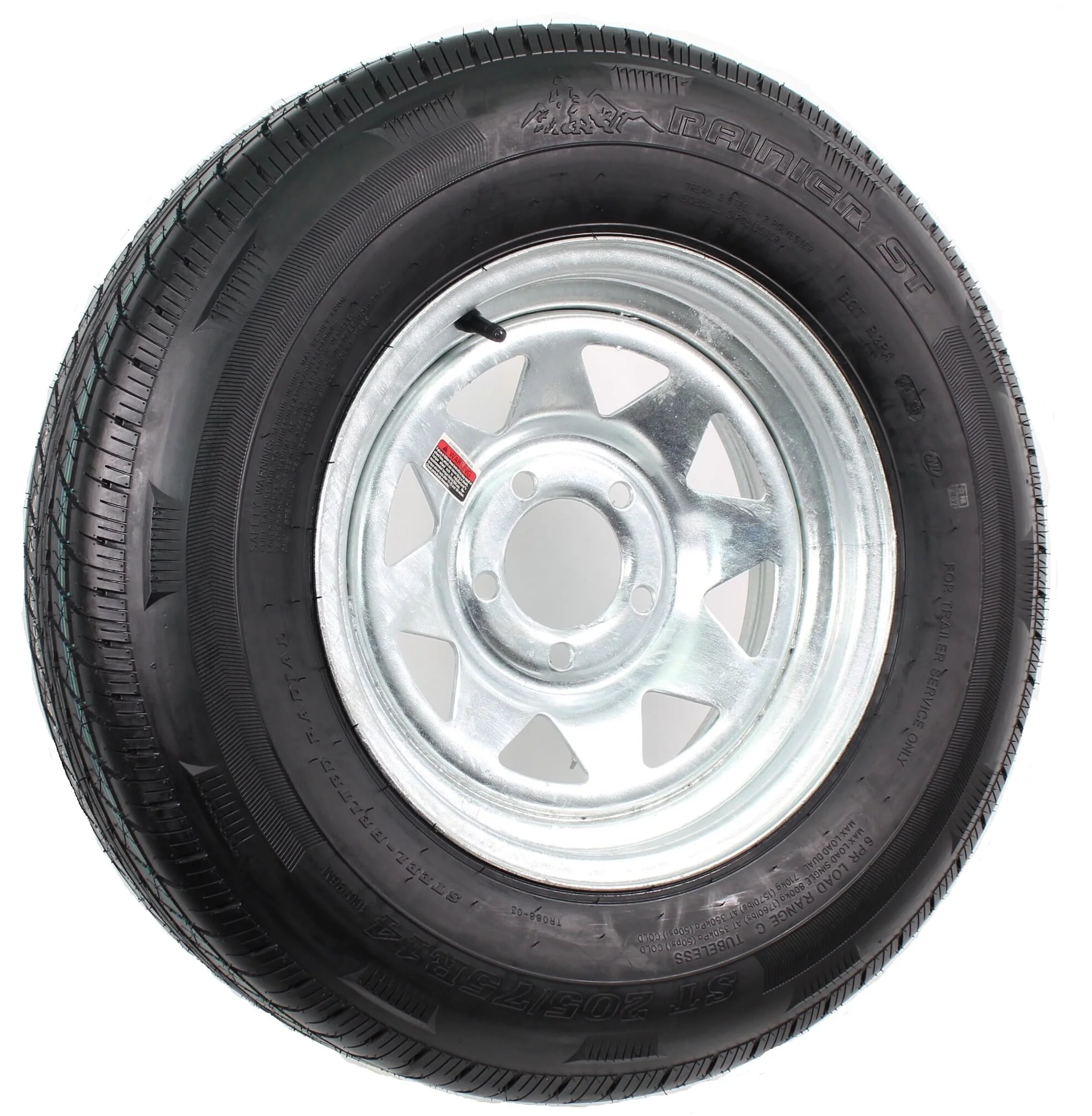 Radial Trailer Tire on Rim ST205/75R14 with 5 Lug Galvanized Spoke Wheel