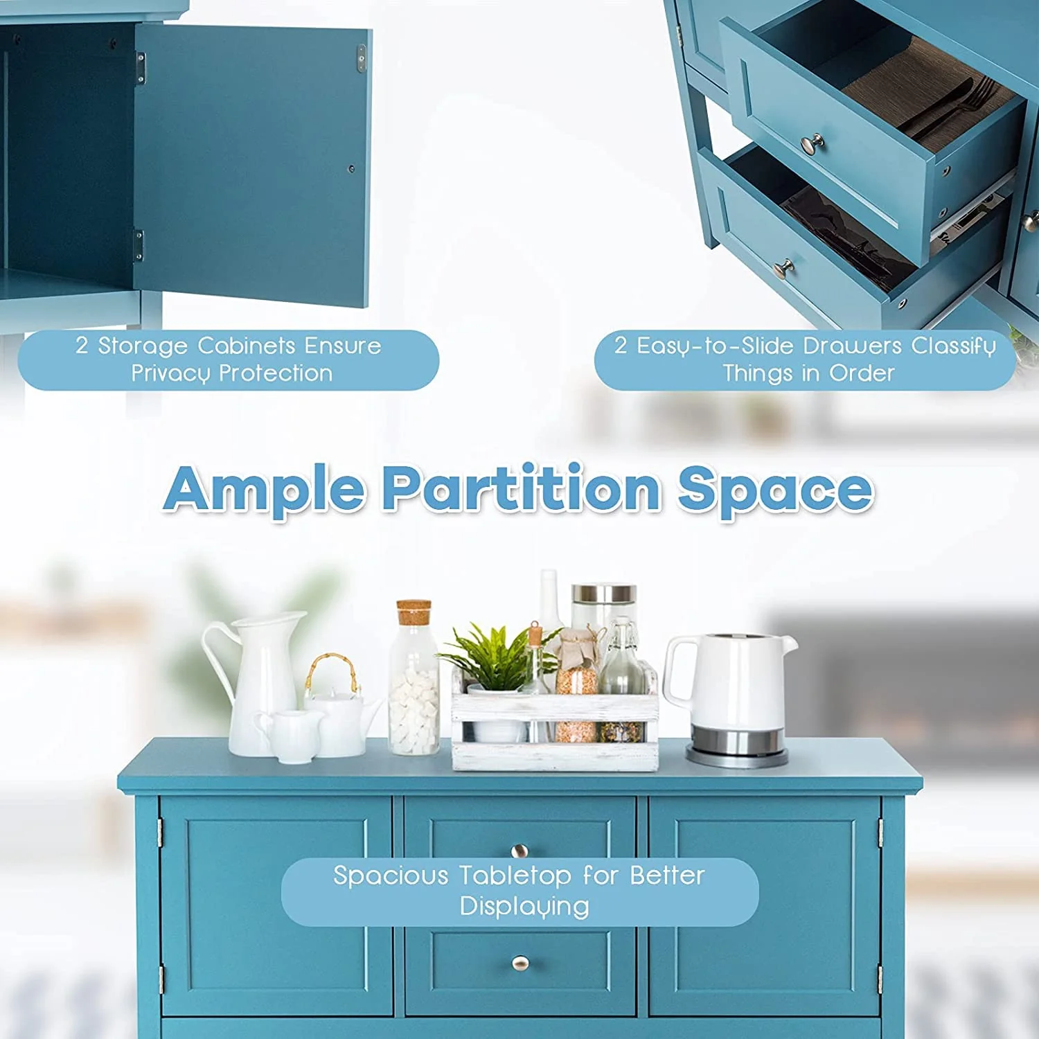 Giantex Buffet Sideboard Cabinet, 2 Drawers & 2 Doors, Side Console Table, Display Desk with Storage Shelf
