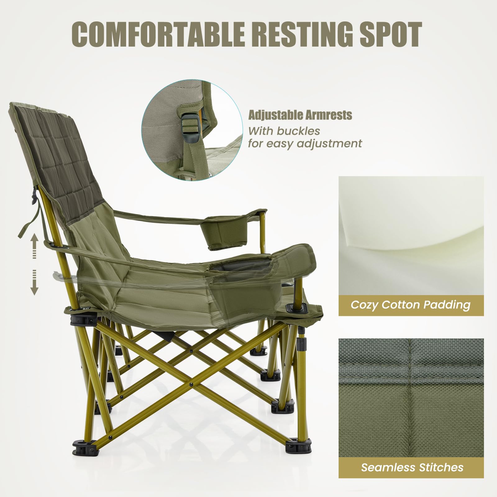 3 Person Camping Chair for Adults, Outdoor Folding Oversized Camping Couch Chair (3-Person Seat)