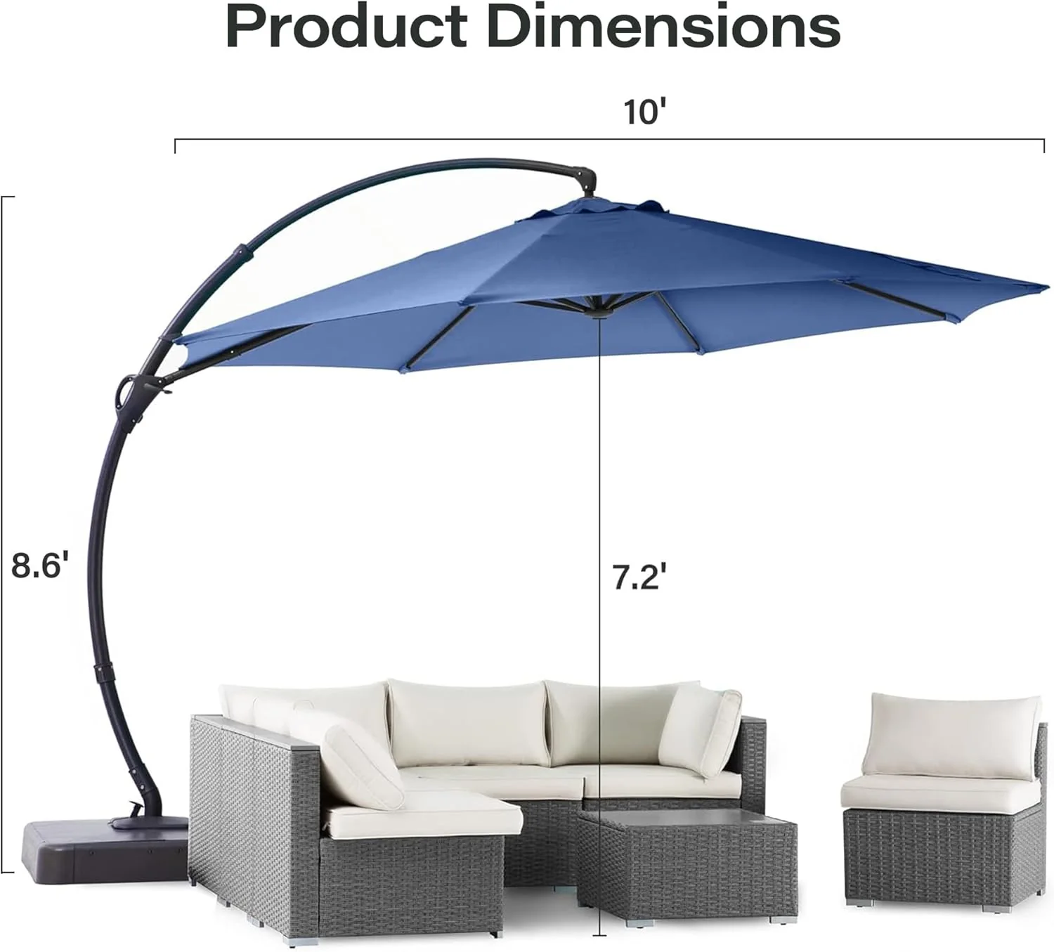 LAUSAINT HOME Outdoor Patio Umbrella with Base included, 11 FT Deluxe Curvy Cantilever Umbrella Heavy Duty Offset Hanging Umbrella with 360�� Rotation for Market, Pool, Garden, Backyard, Deck (Beige)