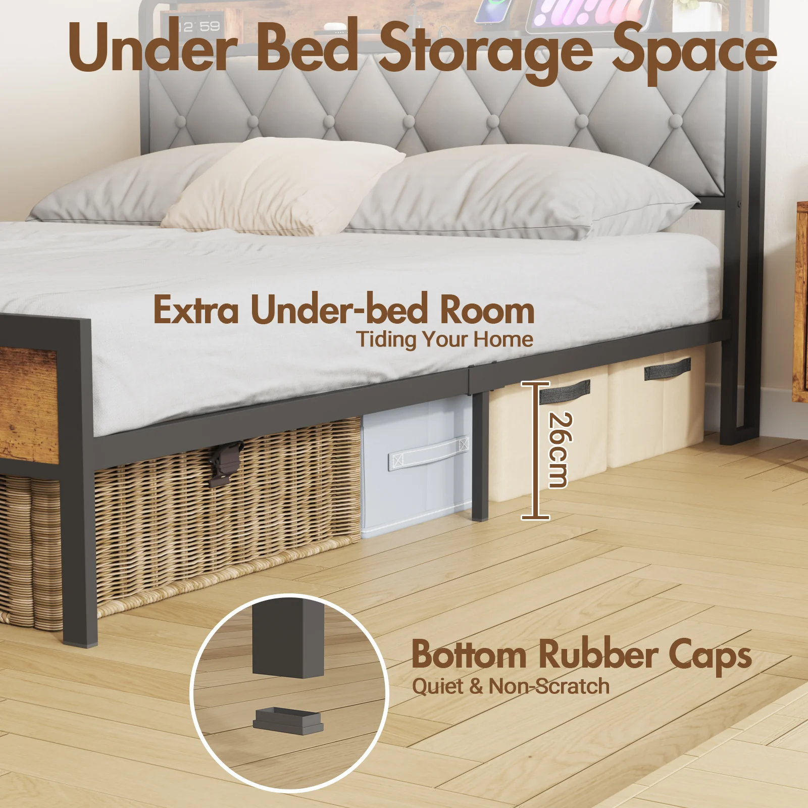 Bed Frame with Charging Station