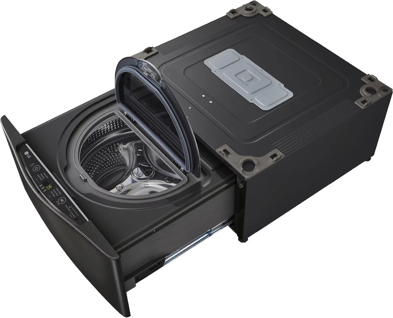 LG �C SideKick 1.0 Cu. Ft. High-Efficiency Smart Top Load Pedestal Washer with 3-Motion Technology �C Black steel