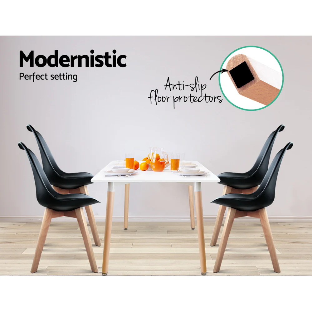 Artiss Dining Chairs Set of 4 Leather Plastic DSW Replica Wooden Black