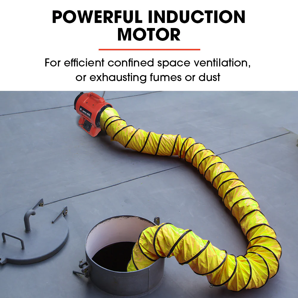 Baumr-AG 200mm 8 inch Portable Air Blower Mover Axial Ventilation Extraction Fan