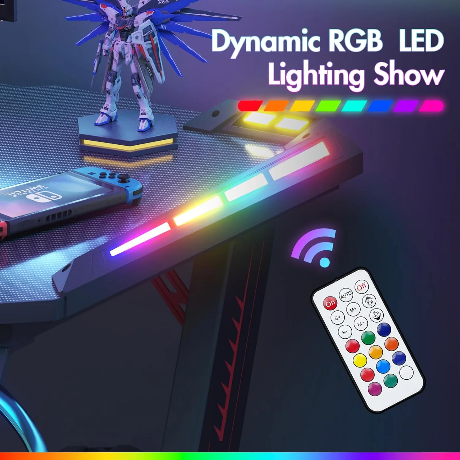 Gaming Desk Ergonomic Computer Desk LED Light