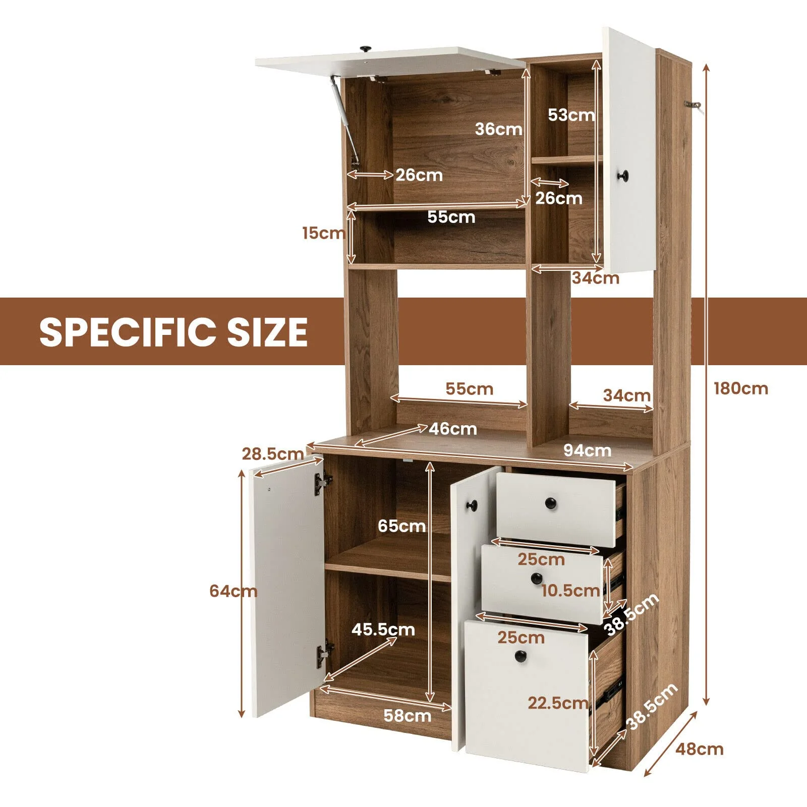 Giantex Buffet Storage Cabinet Kitchen Pantry with 3 Drawers Buffet Sideboard Hutch Cupboard