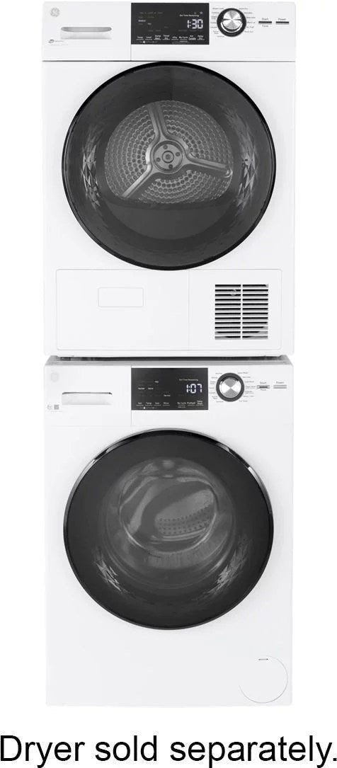 GE �C 2.4 Cu. Ft. High Efficiency Stackable Front Load Washer with Steam and Sanitize �C White