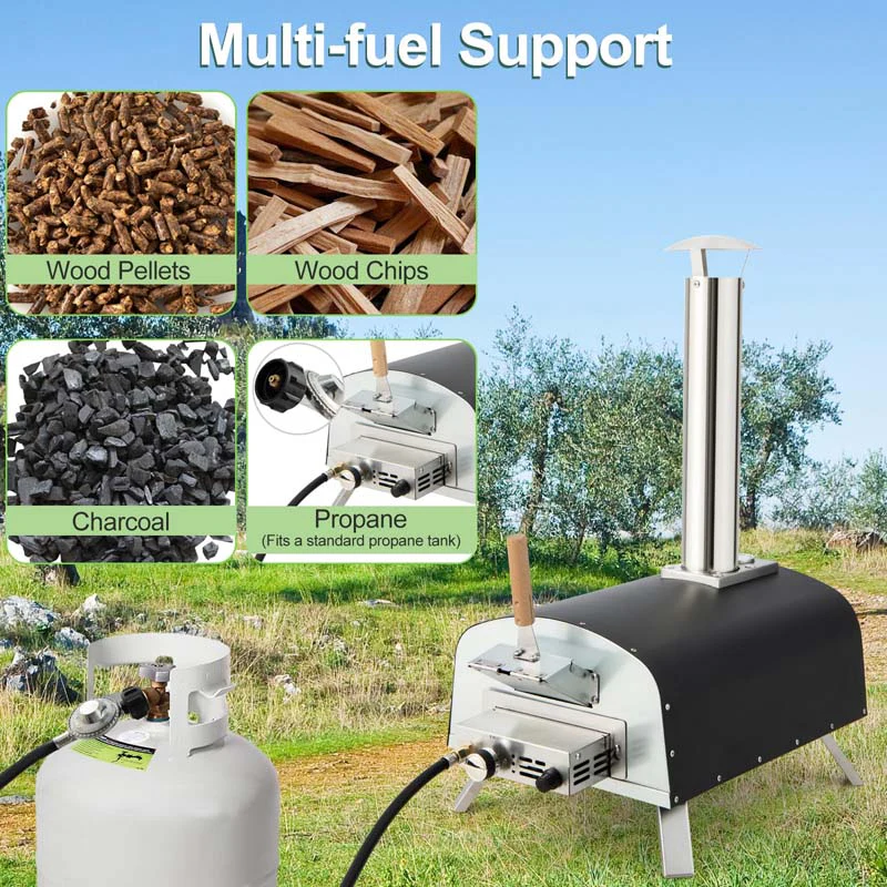 Propane & Wood Fired Pizza Maker with 13