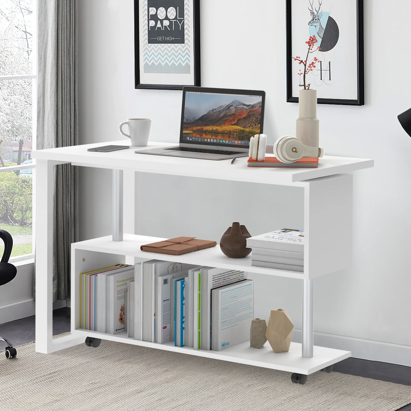 Office Desk Computer Desk Swivel L-shape