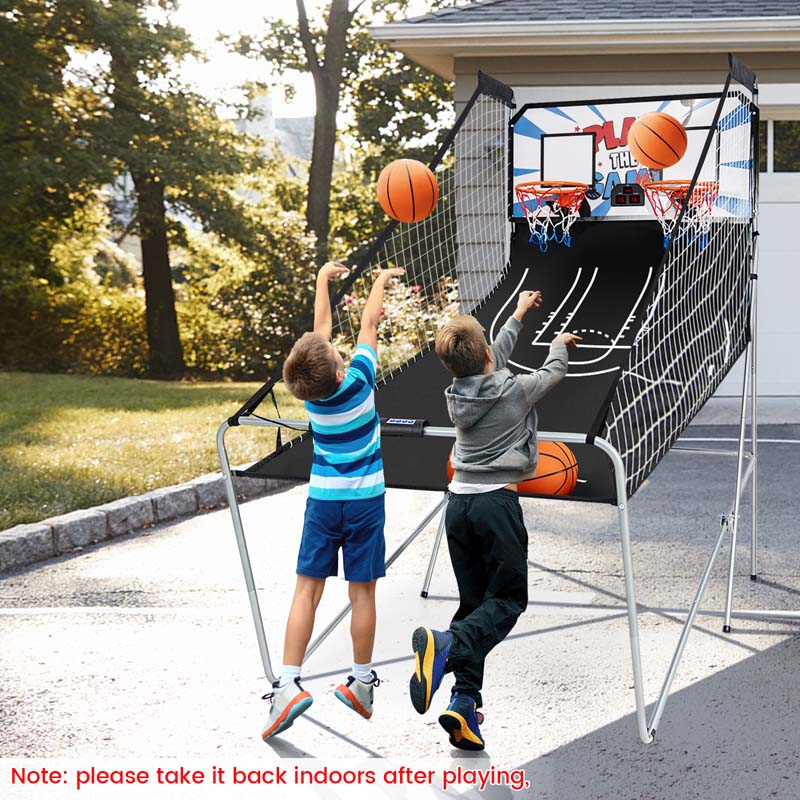 Foldable Basketball Arcade Game, Dual Shot Electronic Basketball Game Machine with 8 Game Modes