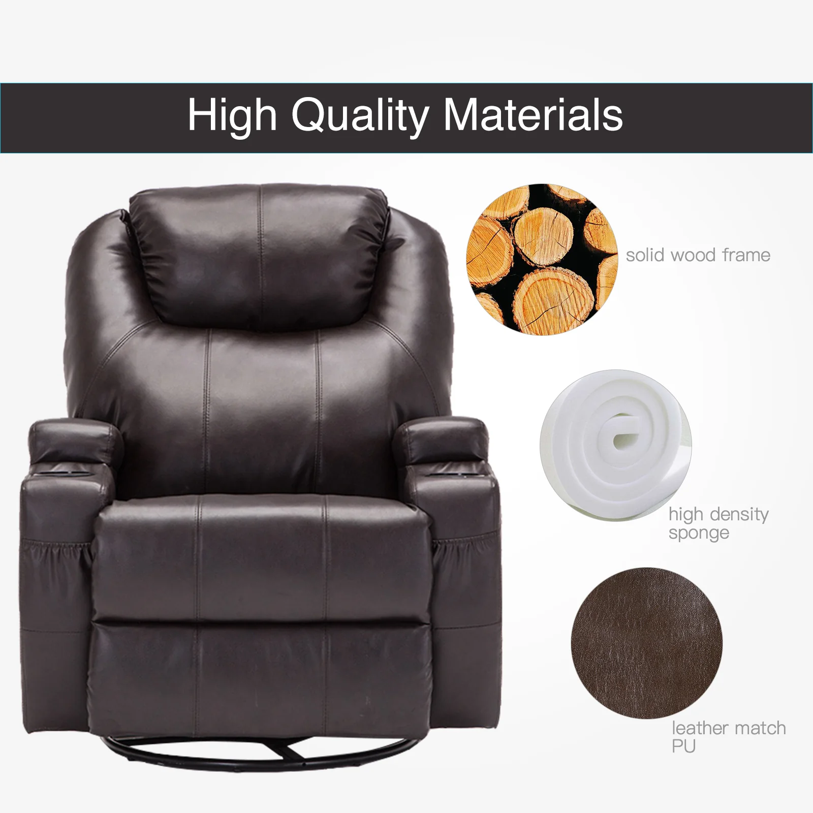 Recliner Massage Chair Sofa PU Leather