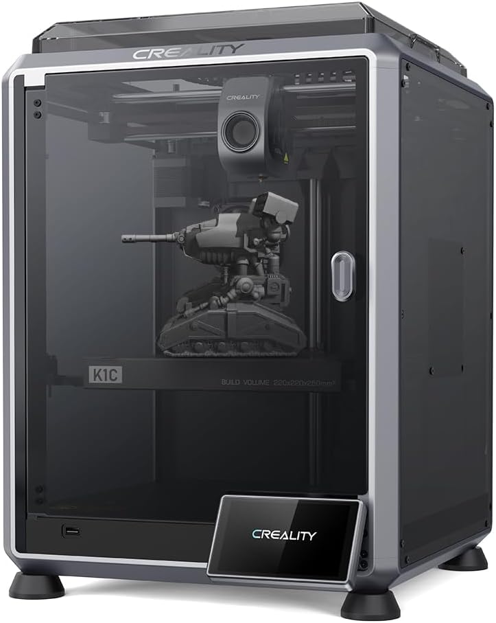 2024 New Version Creality K1C 3D Printer, 600mm/s Fast Printing Speed and Clog-free Direct Extruder, Support 300�� Printing and Carbon Fiber Filament, Auto Leveling and AI Camera 8.66*8.66*9.84 inch