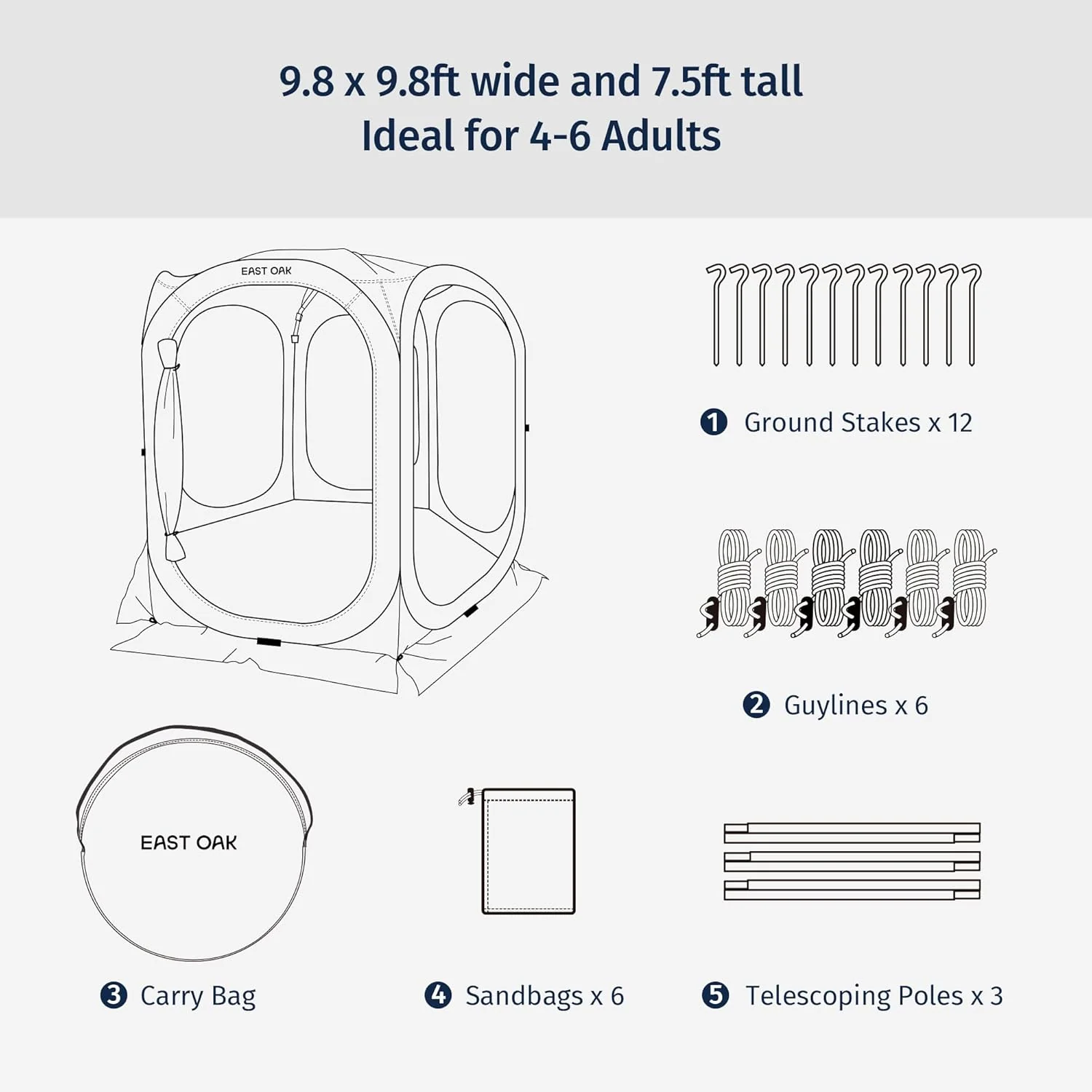 EAST OAK Screen House Tent Pop-Up, Portable Screen Room Canopy Instant Screen Tent 10 x 10 FT with Carry Bag for Patio, Backyard, Deck & Outdoor Activities, Beige