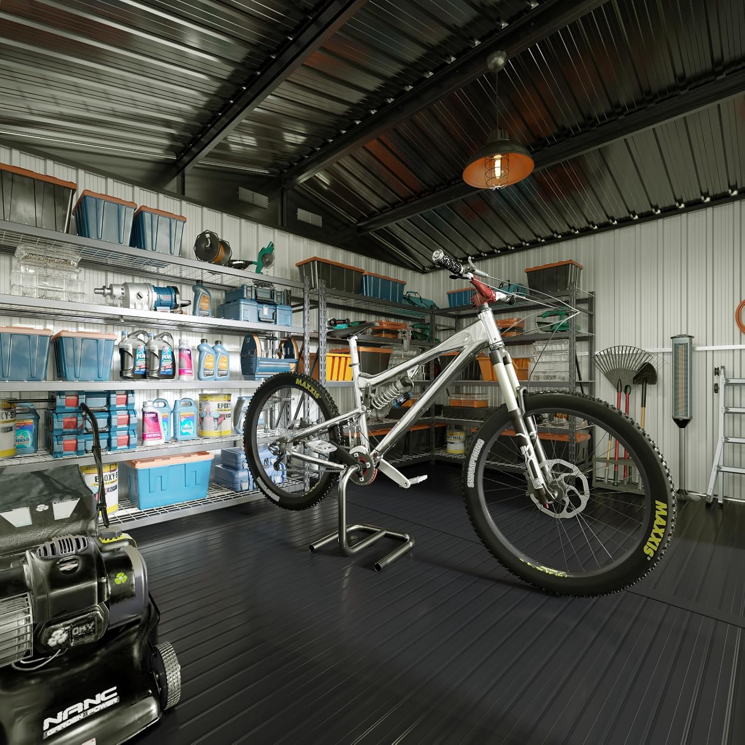 5x2.7 FT Outdoor Metal Storage Shed - Durable Water-Resistant Galvanized Steel, Sloping Roof Design, Lockable Door - Ideal for Tool Storage on Lawn, Patio & Backyard (Black)