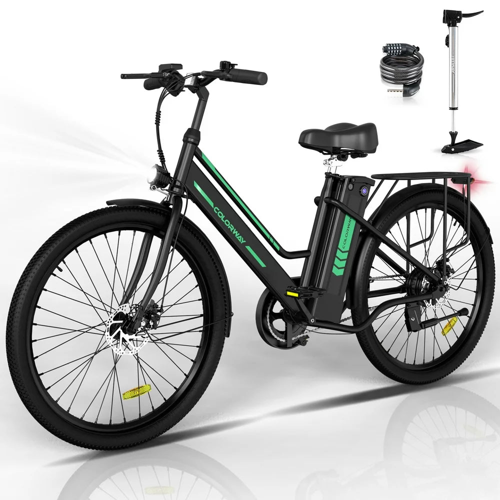 COLORWAY BK8 Women��s Electric Bike, 500W Motor, 36V 12Ah Battery, 26��??Tires, Steel Frame