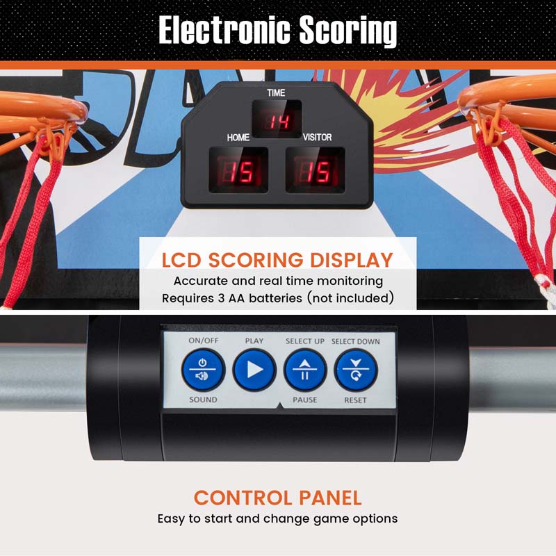 Foldable Basketball Arcade Game, Dual Shot Electronic Basketball Game Machine with 8 Game Modes