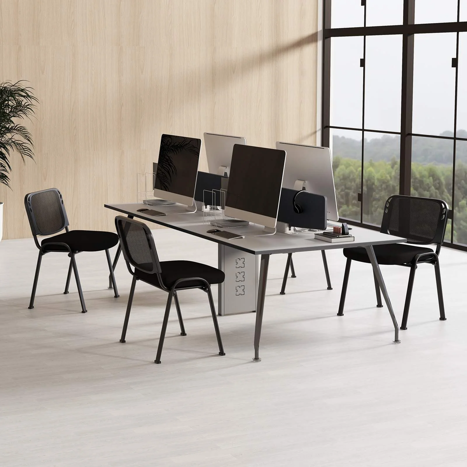 Set of 5 Office Desk Chairs Waiting Room Chair Stackable Reception Guest Chair