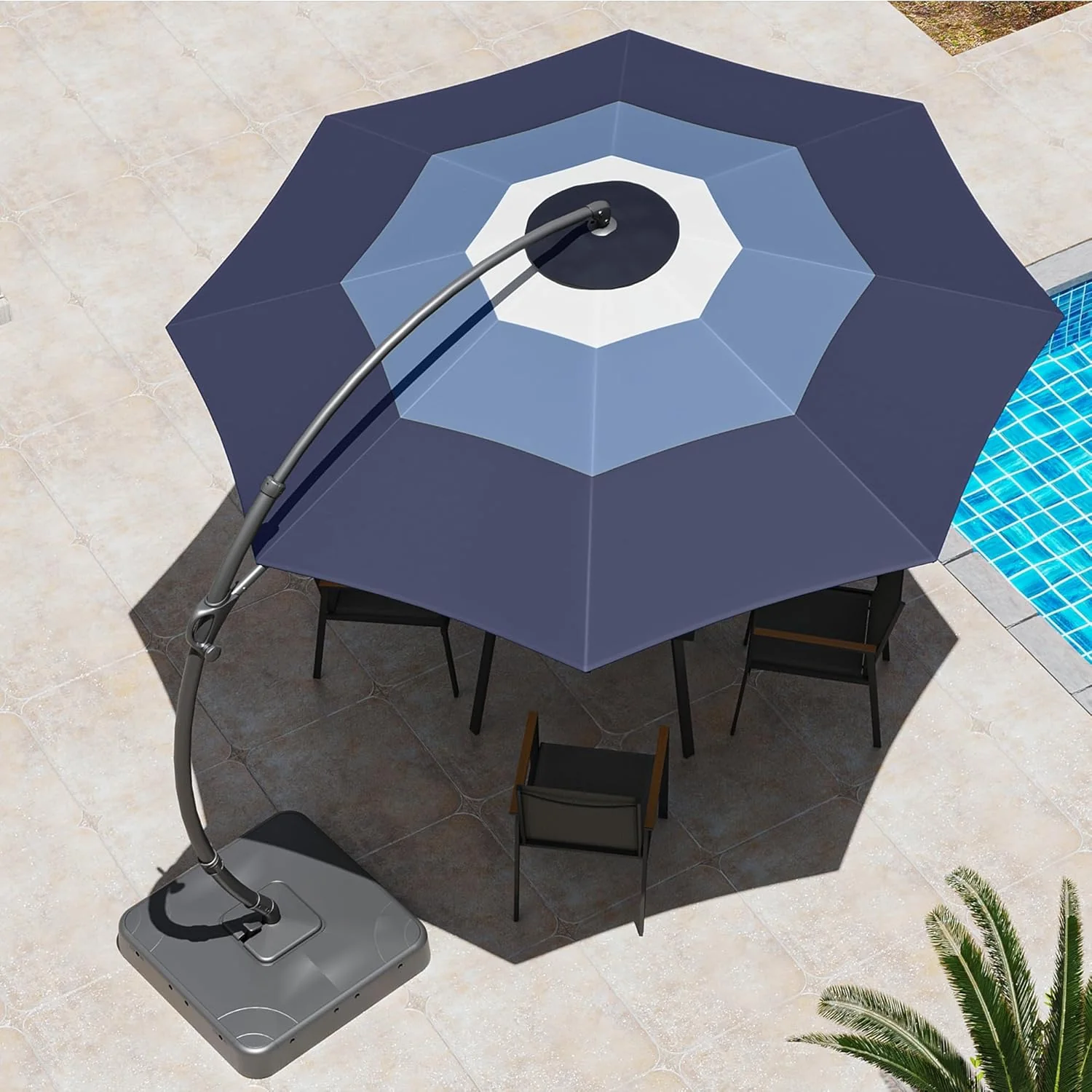 LAUSAINT HOME Outdoor Patio Umbrella with Base included, 11 FT Deluxe Curvy Cantilever Umbrella Heavy Duty Offset Hanging Umbrella with 360�� Rotation for Market, Pool, Garden, Backyard, Deck (Beige)