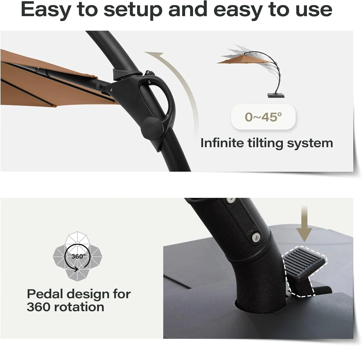 LAUSAINT HOME Outdoor Patio Umbrella with Base included, 11 FT Deluxe Curvy Cantilever Umbrella Heavy Duty Offset Hanging Umbrella with 360�� Rotation for Market, Pool, Garden, Backyard, Deck (Beige)