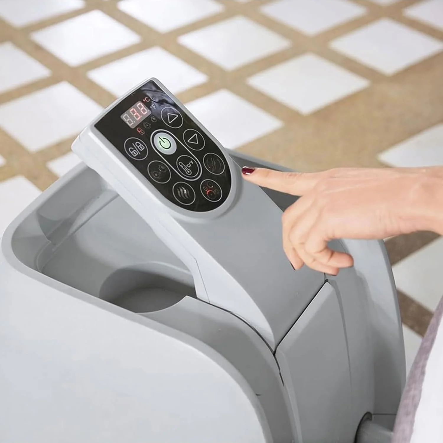 SaluSpa Fiji AirJet Large Round 2 to 4 Person Inflatable Hot Tub Portable Outdoor Spa with 120 AirJets and EnergySense Cover, Grey