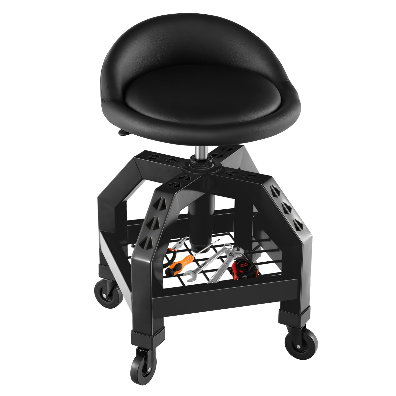 Mechanic Stool with Wheels, Adjustable Height Swivel Shop Stool Roller Seat with Tool Tray