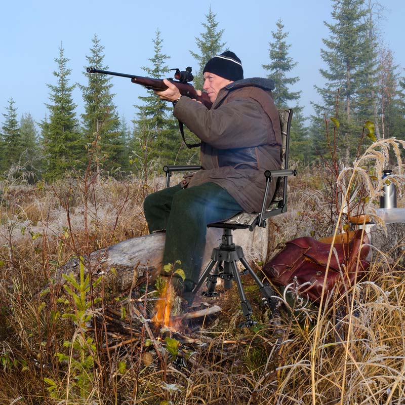 360�� Swivel Silent Folding Hunting Blind Chair for Shooting Fishing, Portable Sniper Seat with 4 Adjustable Legs, All-Terrain Foot Pads