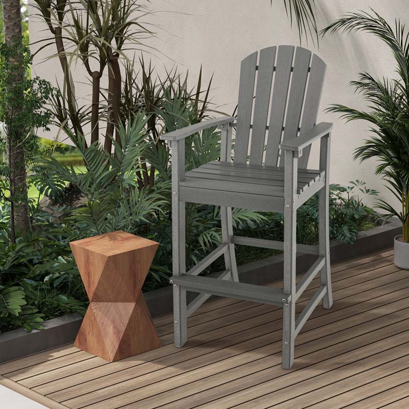 Outdoor HDPE Tall Adirondack Chairs with Armrests & Footrest, 30