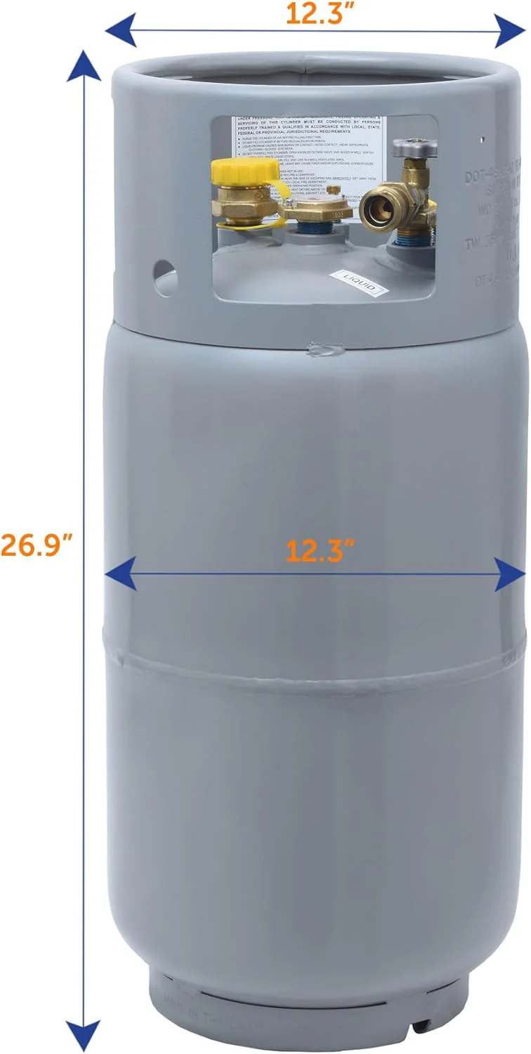 Steel Forklift Propane Tank Cylinder with Built-in Gauge, Gray-Flame King