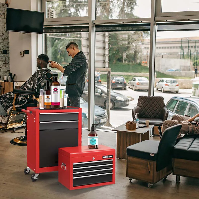 6-Drawer Rolling Tool Chest Removable Tool Storage Cabinet Toolbox Organizer with Sliding Drawers & Lock